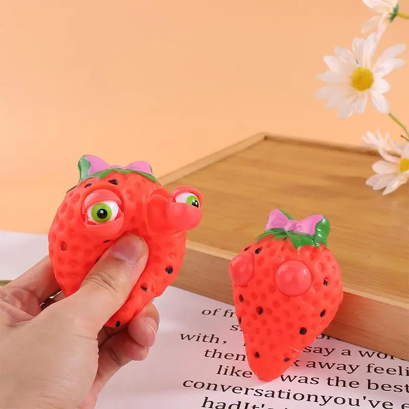 

Fruit Squeeze Toys Eye Popping Strawberry Squeeze Toy Kawaii Squishies Squeeze Ball Fruit Stress Relief Sensory Toy Bag Fillers