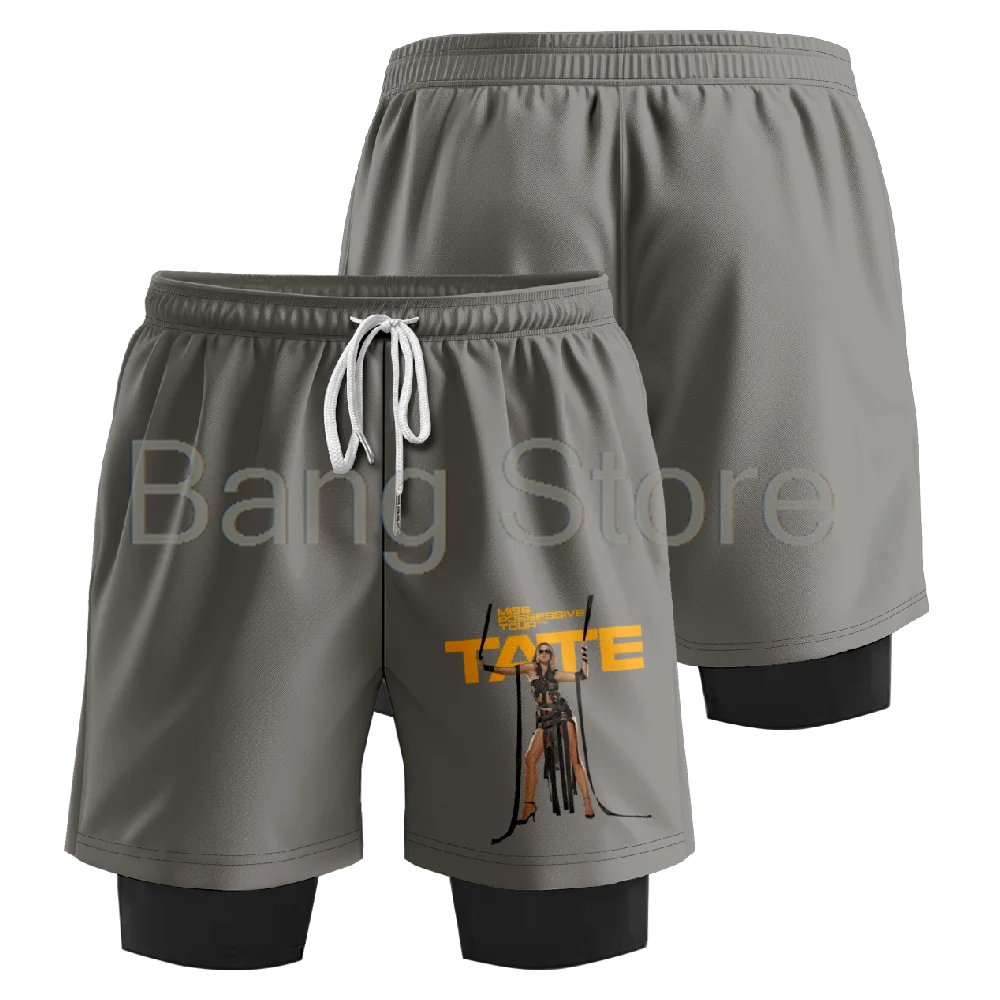 Tate Mcrae Miss Possessive Tour Fake Two-Piece Shorts Unisex Casual Streetwear Sports Shorts