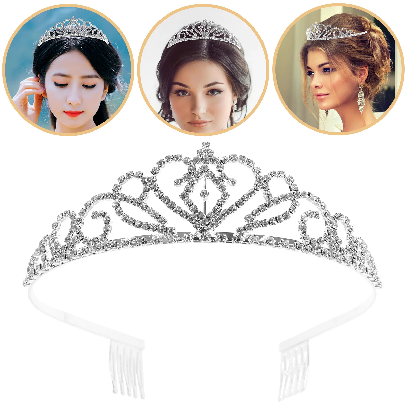 

Water Rhinestone For Women Bridal Wedding Tiara Comb Hair Accessory Durable Party Bride Crown Rhinestone Crown For Bridal