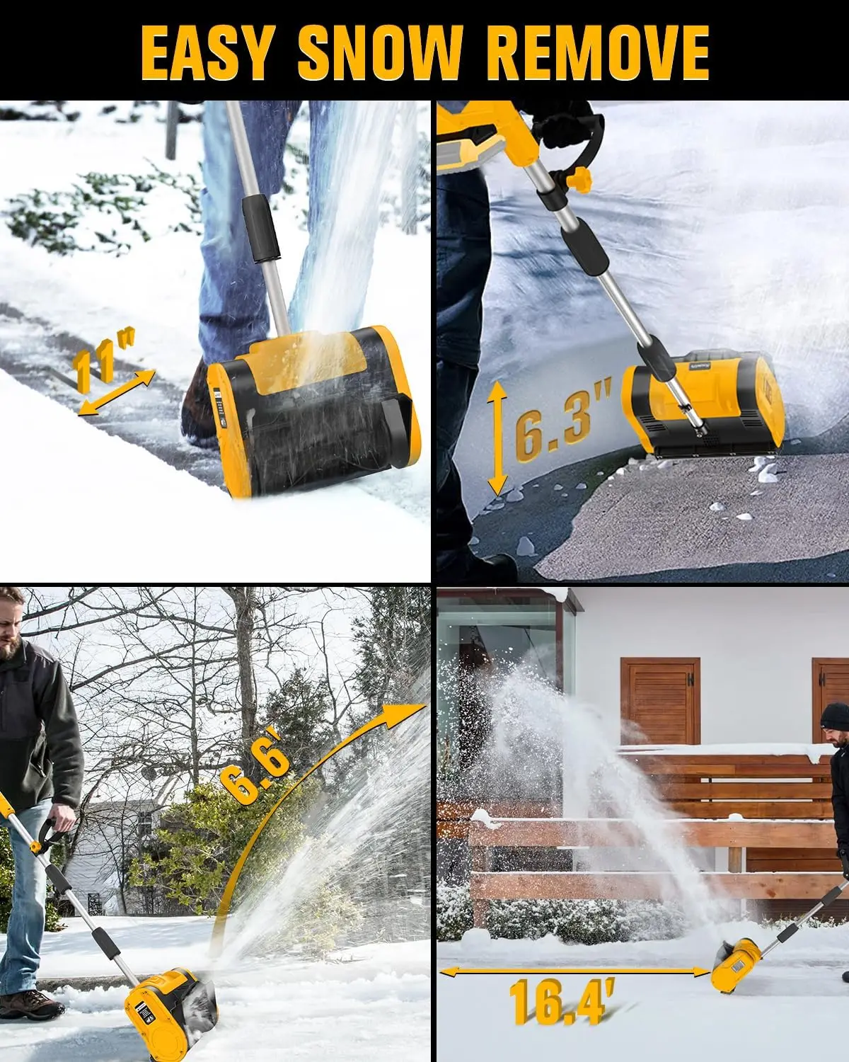 Pala da neve pieghevole Batteria al litio elettrica 21V Lancia neve Spazzaneve portatile Spazzatrice da neve per uso domestico Spazzaneve a spinta manuale