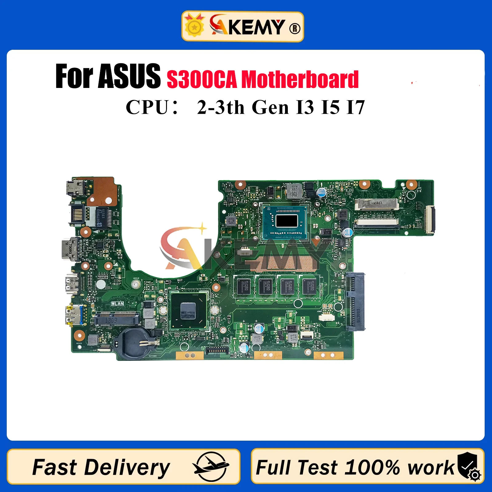 

S300CA Laptop Motherboard For ASUS S300C S300CA Notebook Mainboard With I3 I5 I7 CPU 100% tests OK fast shipping High quality