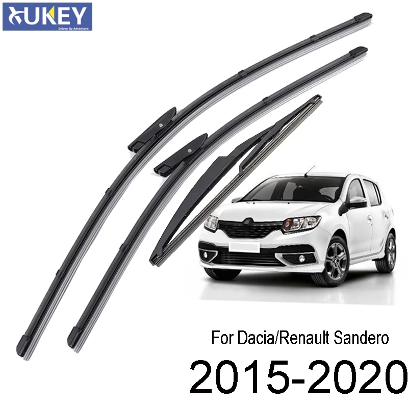 Xukey 3Pcs/set Front Rear Windscreen Wiper Blades Set For Dacia Renault Sandero 2019 2018 2017 2016 2015 22\