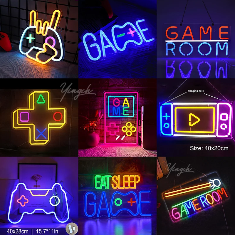 Game LED Neon Light Sign Gamepad Controller Game Room Neon Signs Lamp Decor Children Room Party Shop Internet Hub Gift Play