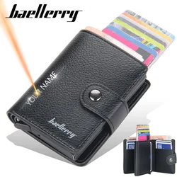 Baellerry RFID Men Wallets New Short Name Print Card Holder Popup Slim Male Purse High Quality PU Leather Brand Men's Wallet