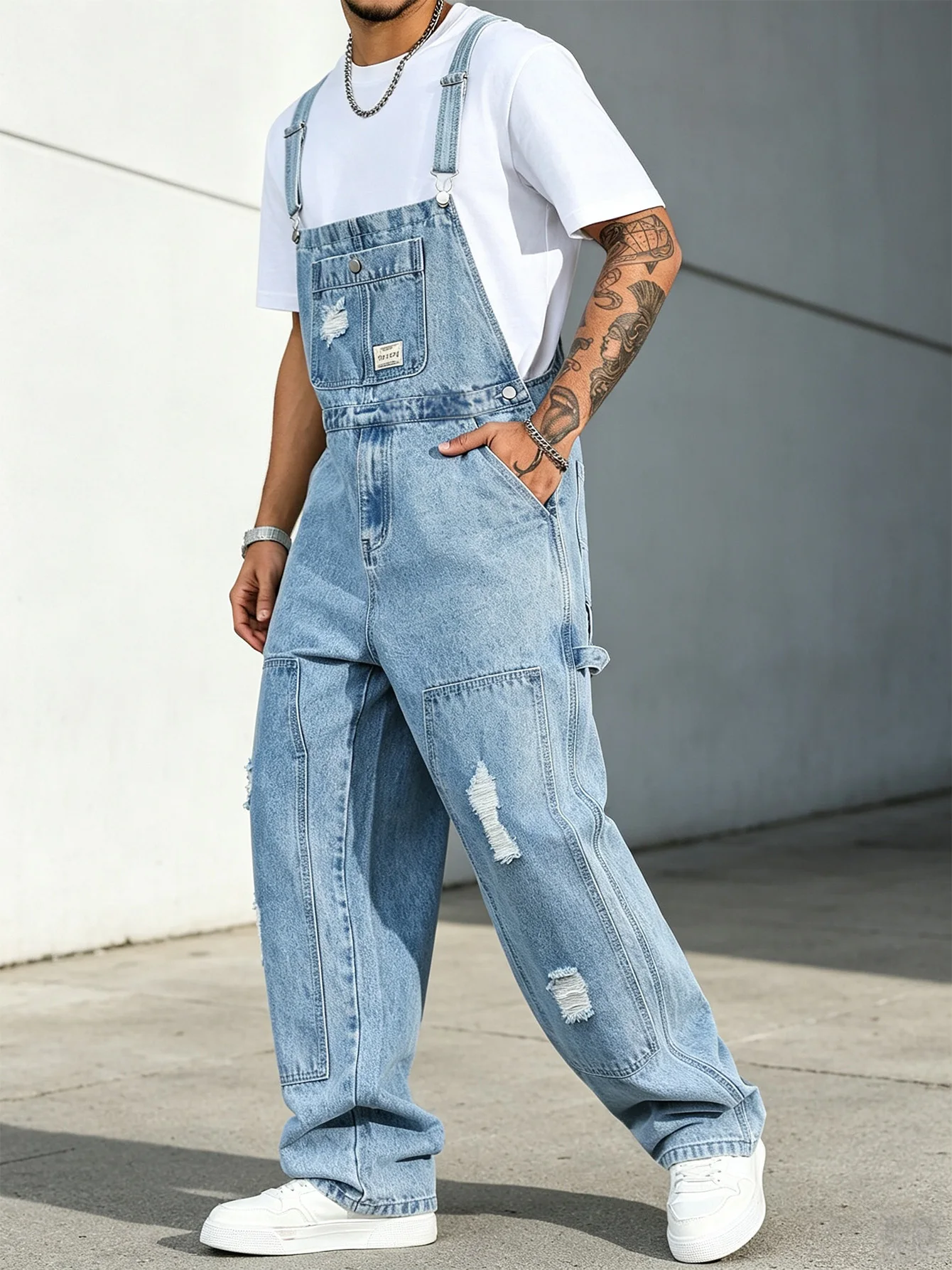 Pantalones de mezclilla rasgad - Sleeveless Jumpsuit reseña y precio