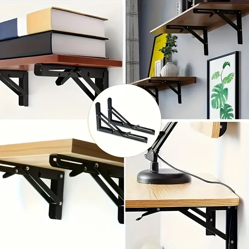 2PCS heavy-duty adjustable folding bracket, carbon steel wall mounted bracket, triangular wall mounted bracket