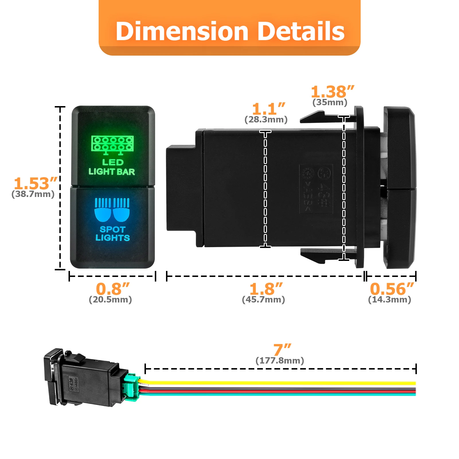 LED Backlight Dual Push Button Switch for 1990-2015 Toyota Land Cruiser 100 Series Hilux Tacoma Tundra 4 Runner Fortuner