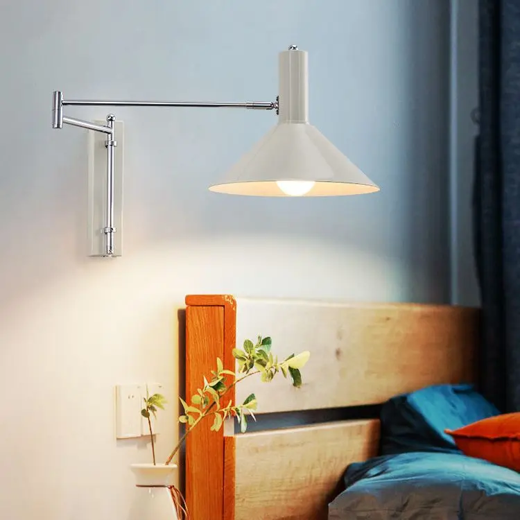 

Bedroom bedside lamp, wall lamp, rocker arm, retro Bauhaus wiring free telescopic folding reading room lamp, wall lamp