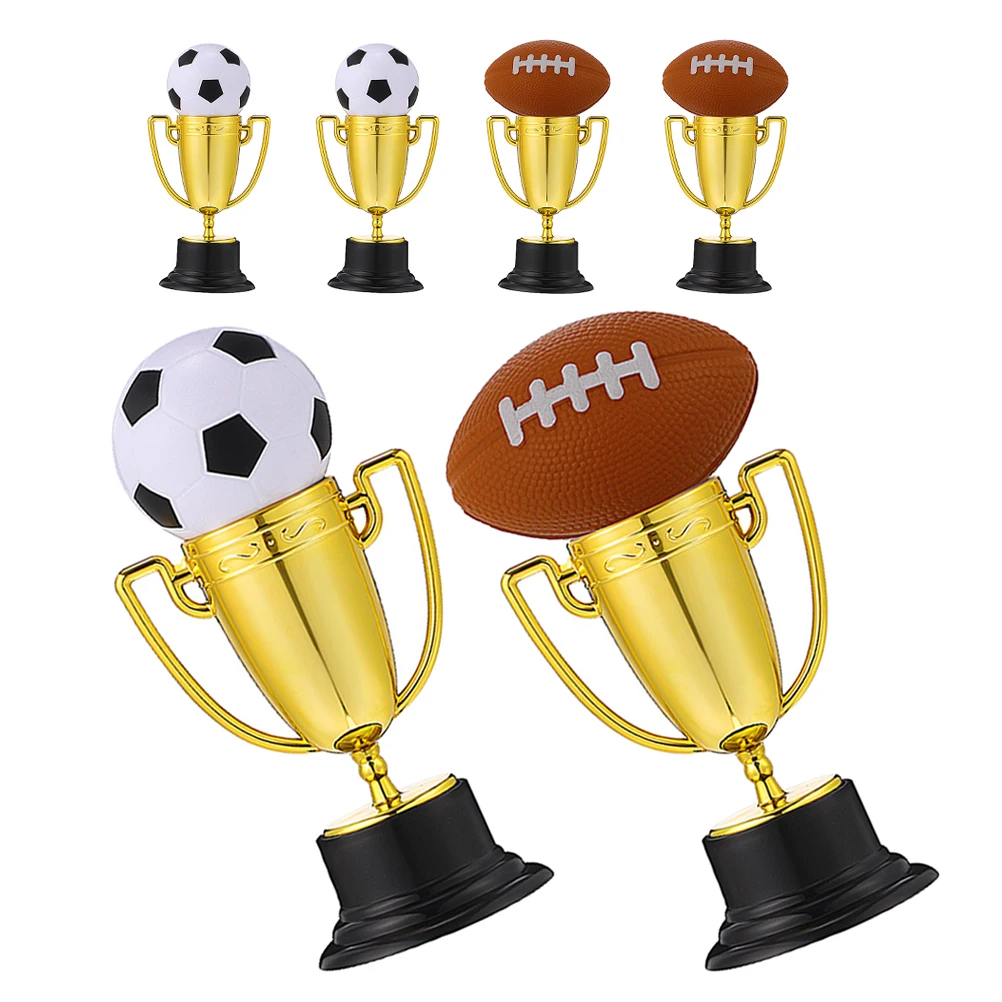 

6 Sets Mini Plastic Trophy Cup Ornaments Football Trophies Decor for Competition Awards and