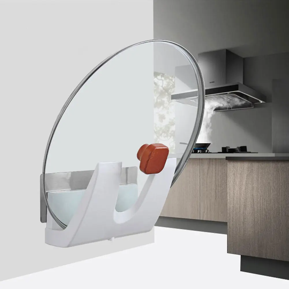 ABS Material Pan Cover Rack Small Size Wall Mount Pot Lid Organizer Space-Saving Kitchen Storage Pan Cover Rack