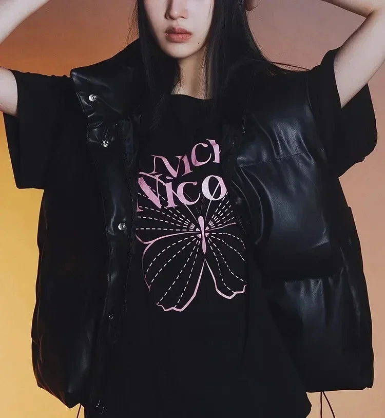 Nicki Nicole Print T-Shirt Korean Summer Women Cotton O-Neck Casual Short Sleeve Harajuku Hip Hop Trend Oversized T-Shirt Unisex