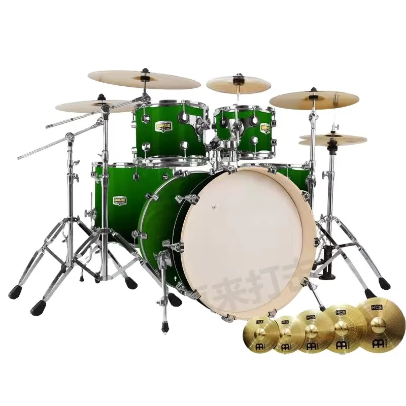 

5-Piece Full-Size Drum Kit for Beginners with Pedals Cymbals Standing Stool