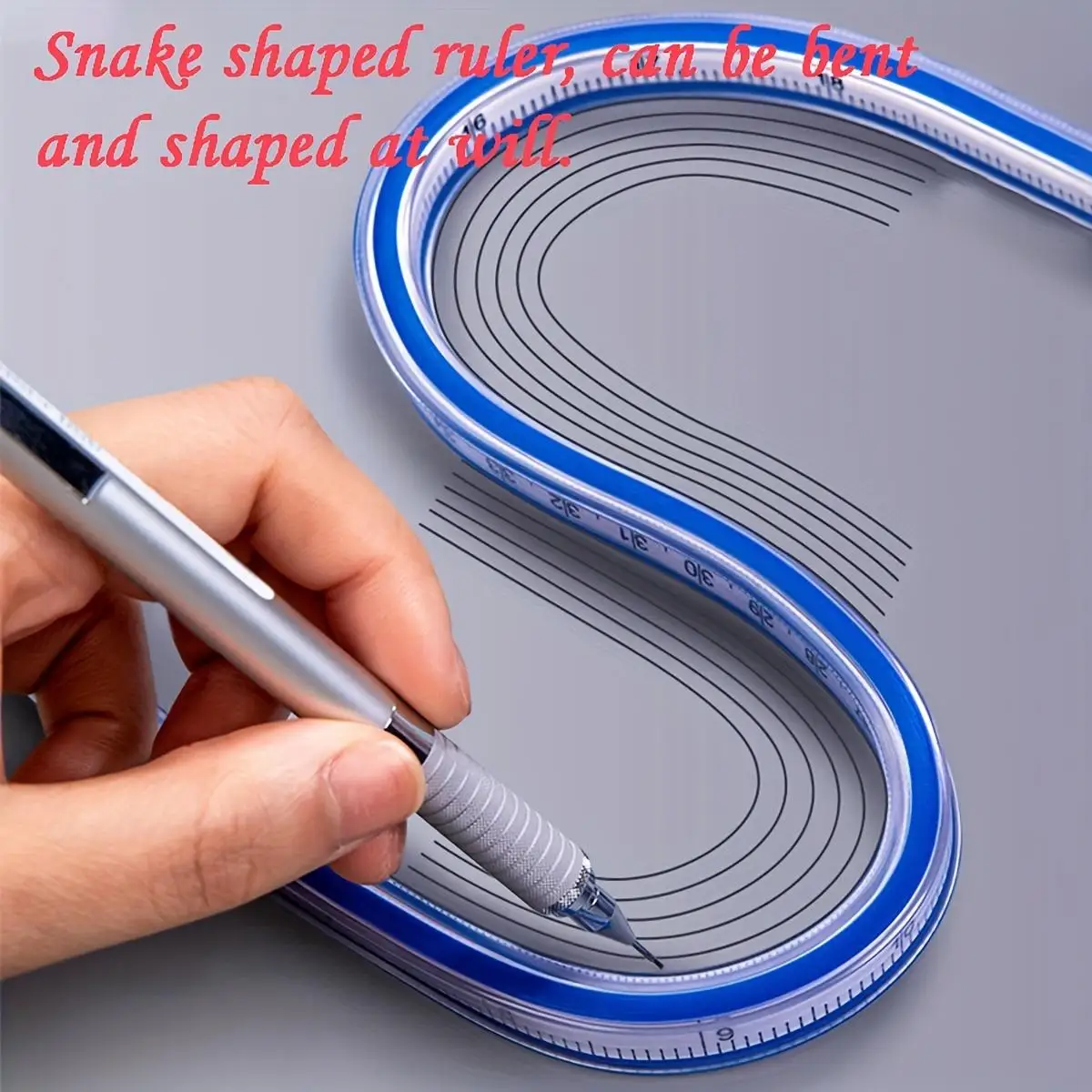 

1pc Curve Snake Shaped Soft Ruler Metric And Imperial Double Scale Curve Ruler Any Angle Drawing Design Soft Ruler