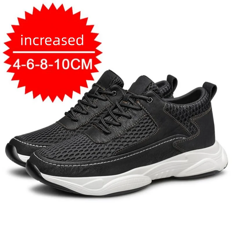 Man Elevator Shoes Lift Sneakers Men Sports Height Increase Insole 8cm10cm Leisure Fashion Summer Sports Heightening Shoes_voghion.com