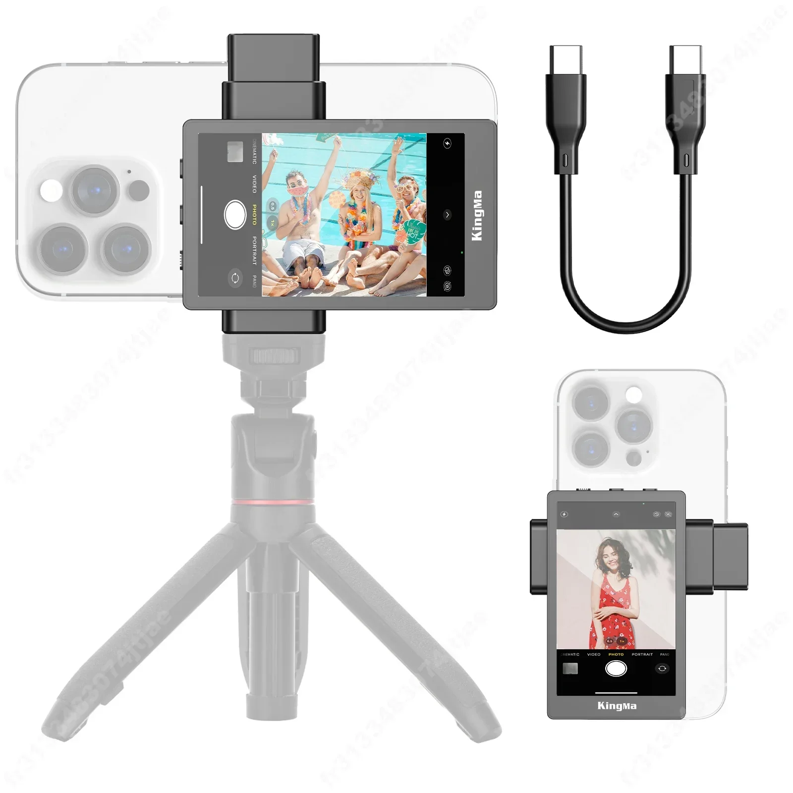 KingMa Vlog Selfie Monitor Screen Support 4K Wired Recording Using Phone Rear Camera for iPhone Selfie Vlog Live Stream TikTok