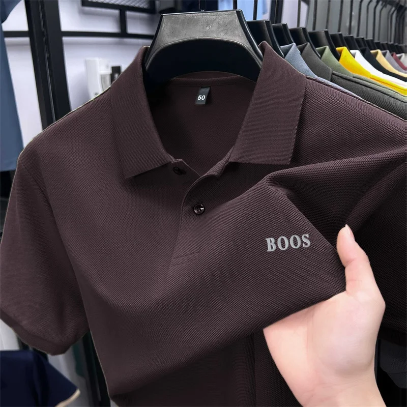 100% Baumwolle Hochwertige Herren Kurzarm-Poloshirts mit Kragen und Knöpfen Buchstabendruck Mehrere Farboptionen Meistverkaufte Herrenbekleidung – Detail 32