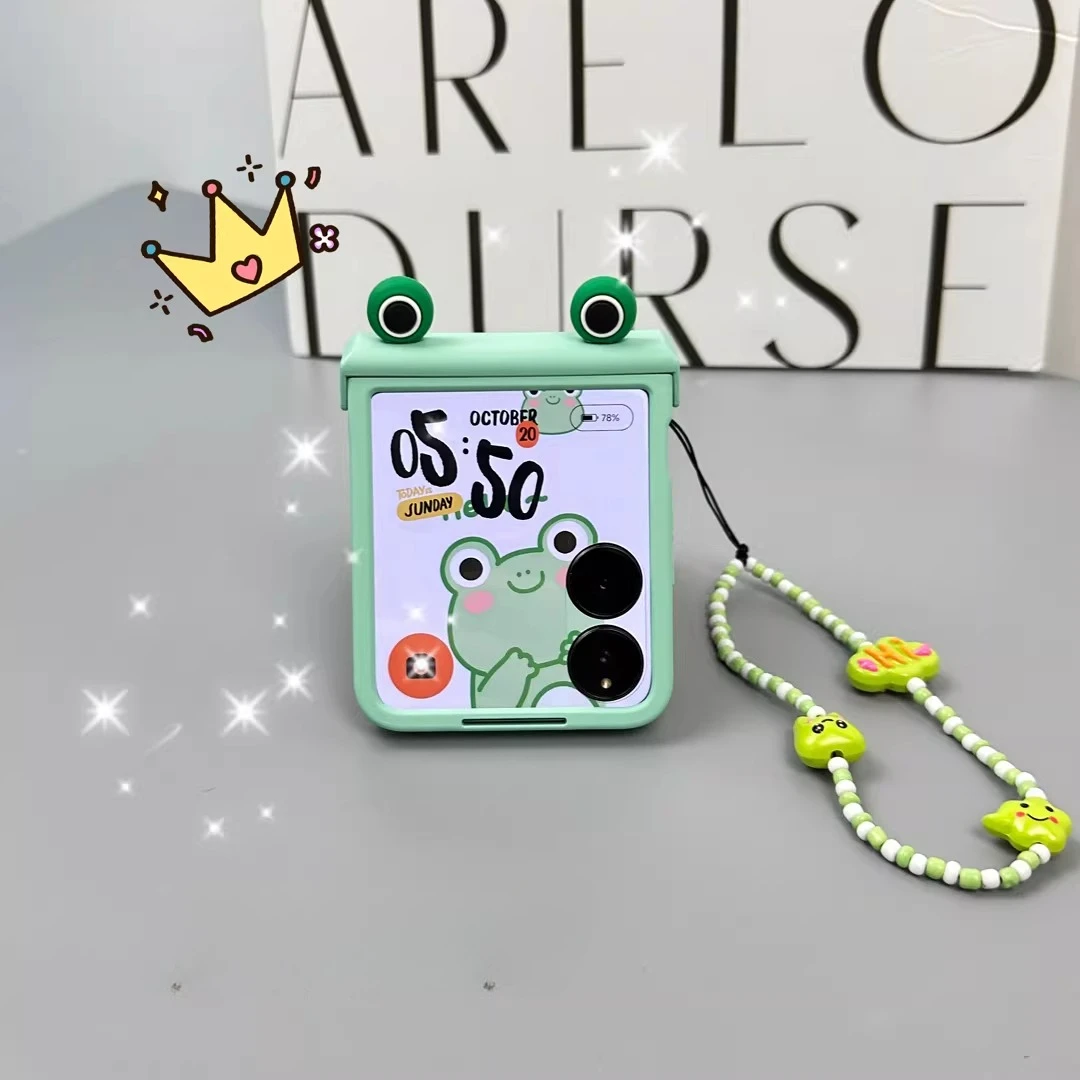 Funda de teléfono con bisagras y diseño de ojos de rana para Samsung Galaxy Z Flip 3 4 5 6 7, Motorola Razr 40 50 60 Ultra, Xiaomi Mix Flip 2