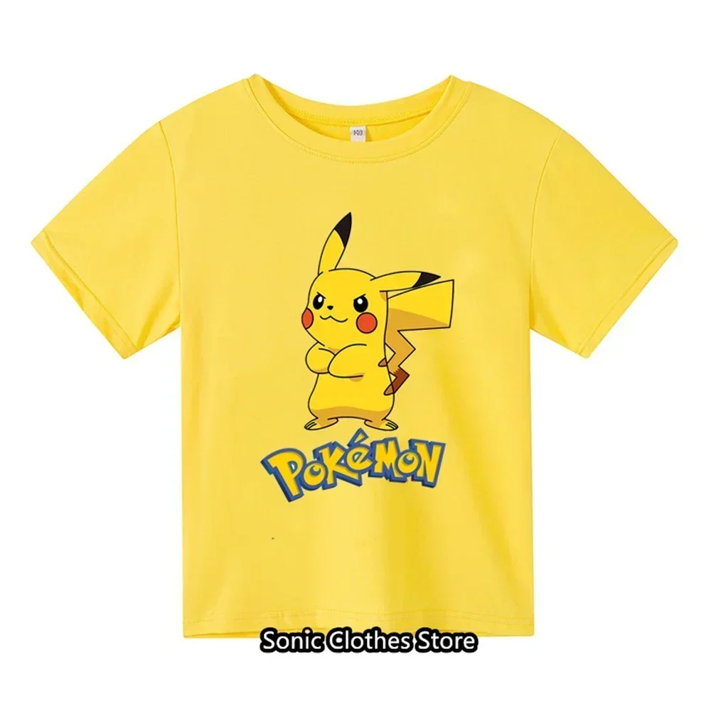 2024 Summer Children's Pokemon Fashion Clothing Boys Short Sleeved Pikachu T-shirts Girls Casual T-shirts