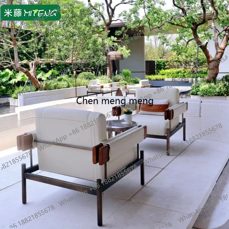 High-end sofa courtyard terrace open-air hotel combination waterproof and sunscreen overhead layer garden furniture