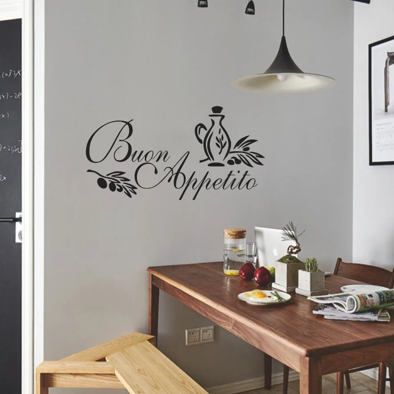 

Buon Appetito Adesivo Murale Italian Home kitchen Wall Stickers Art Design Vinyl Decals For Dining Room Home Decoration #123