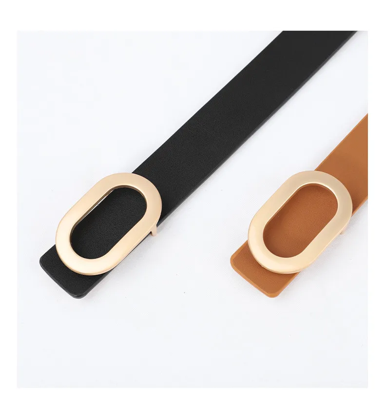 Gürtel Für Frauen Runde Quadratische Schnalle Pin Schnalle Jeans Schwarz Gürtel Chic Luxus Marke Designer Leder Gürtel Weibliche – Detail 5