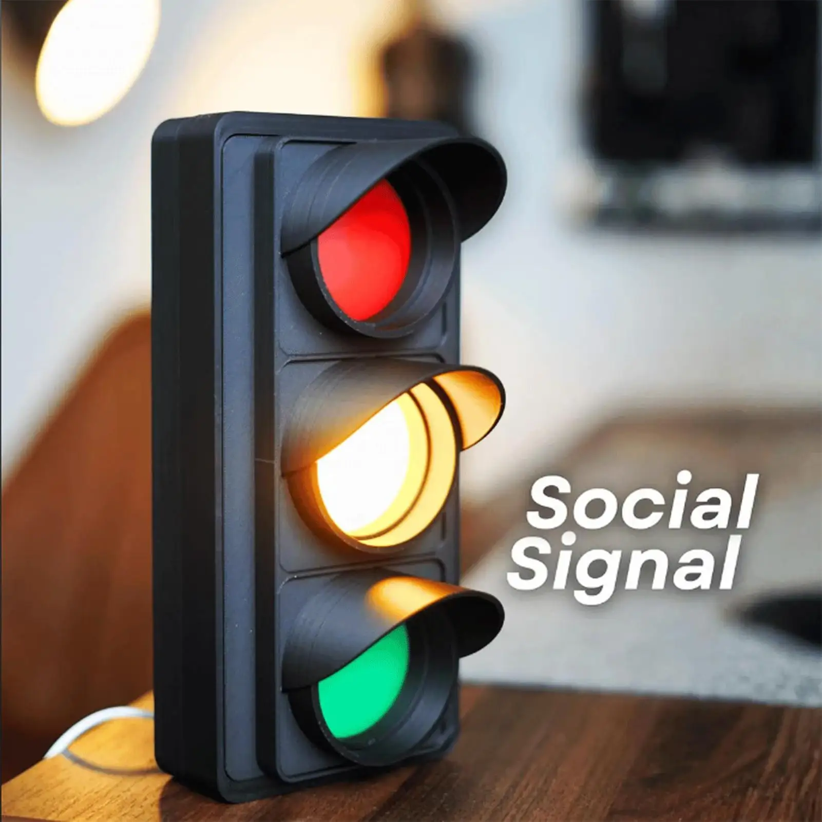 USB Powered Social Signal Traffic Light, LED Desk Light with Red/Yellow/Green Indicators, Status Indicator Lamp Do Not Disturb