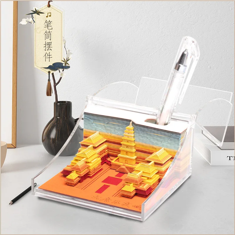 Xi'an cultural criativo 3d nota pegajosa estéreo escultura em papel artesanato criativo arte de papel guerreiro terracota nota decorativa