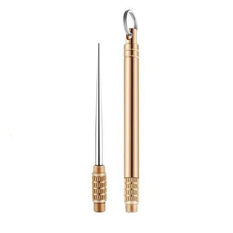 Brass Waterproof Warehouse Titanium Alloy Integrated Multi-function Fruit Pick Toothpick Artifact Portable Mini Brass Holder