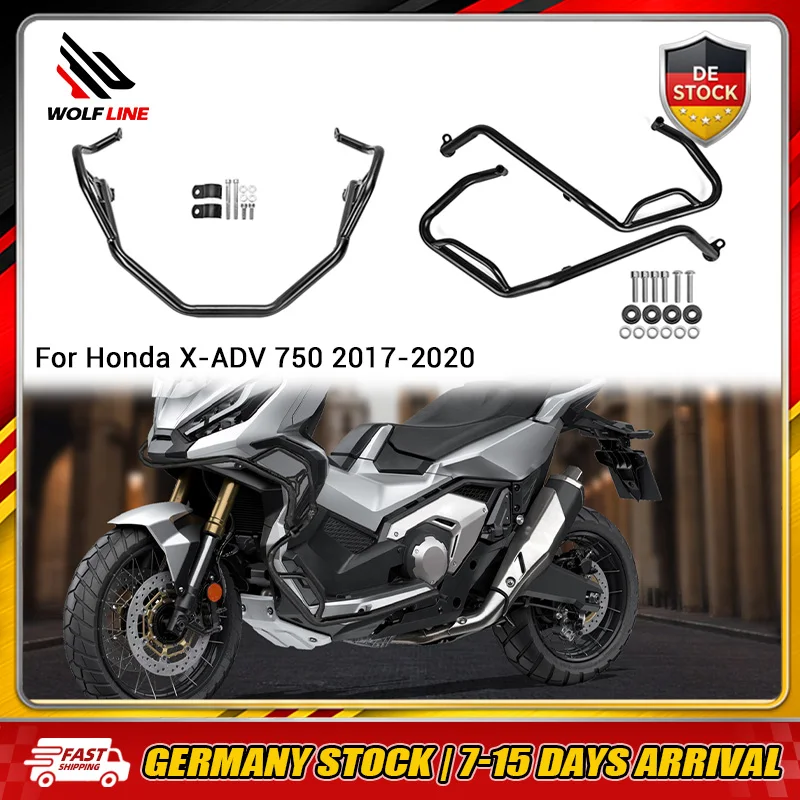 Image of WOLFLINE Motor-Sturzbügel für Honda X-ADV 750 2017-2020, Highway-Bumper-Rahmenschutz, Schutzstangen, Anti-Kollisions-Schutz.
