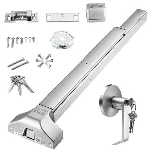 31” Stainless Steel Panic Exit Push Bar for 30 -36 Metal/Wood Doors, Commercial Emergency Device with Lever & 3 Keys