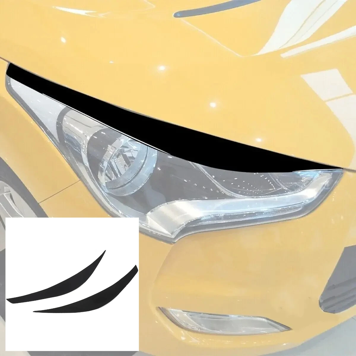 For Hyundai Veloster 2011-2017 PVC Black Epoxy Resin Car Headlight Eyebrow Trim Sticker Car Accessories 2
