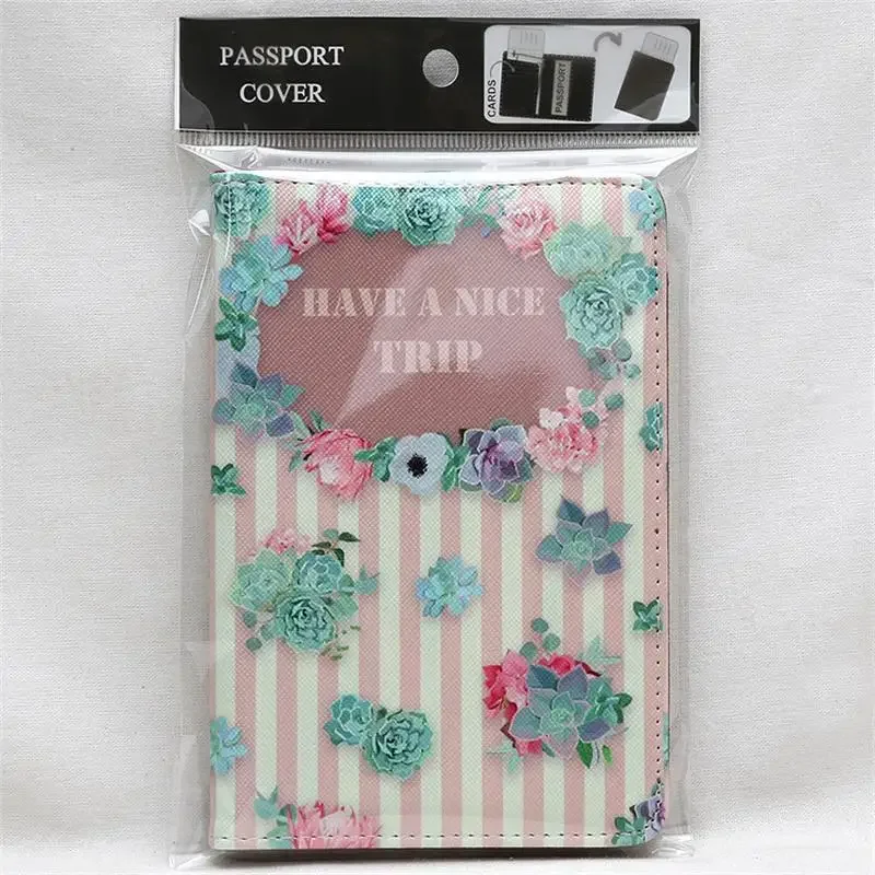 Flower Pattern Travel  Passport Holder Document Card Women Travel Passport Holder Credit Card Case Girls ID Card Wallets