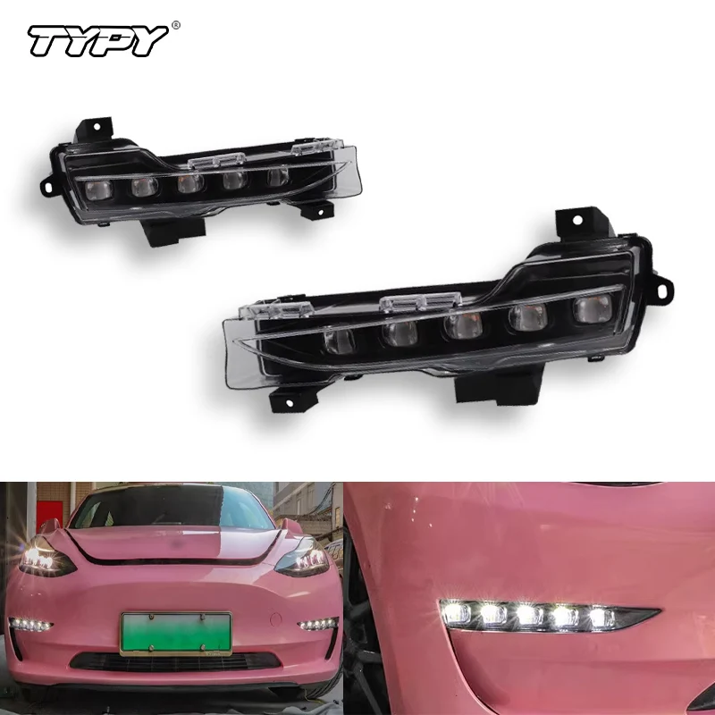 

TYPY Car DRL For Tesla Model 3 Model Y 2019 2020 2021 2022 Daytime Running Lights LED Daylight Fog lamp turn signal