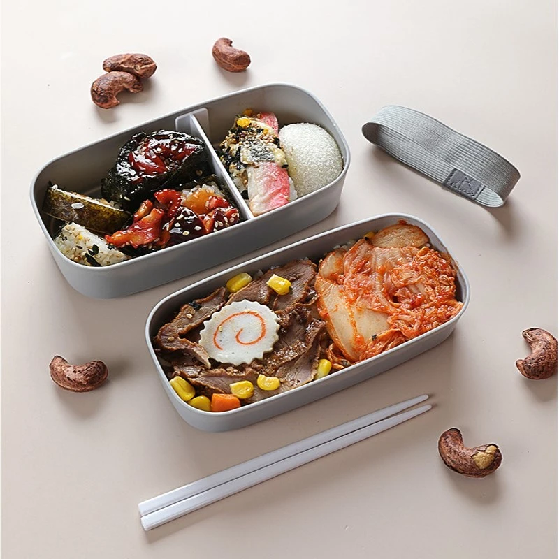 Double-layer Bento Box Sealed Leak-proof Food Storage Container Microwavable Portable Picnic School Office Lunchbox