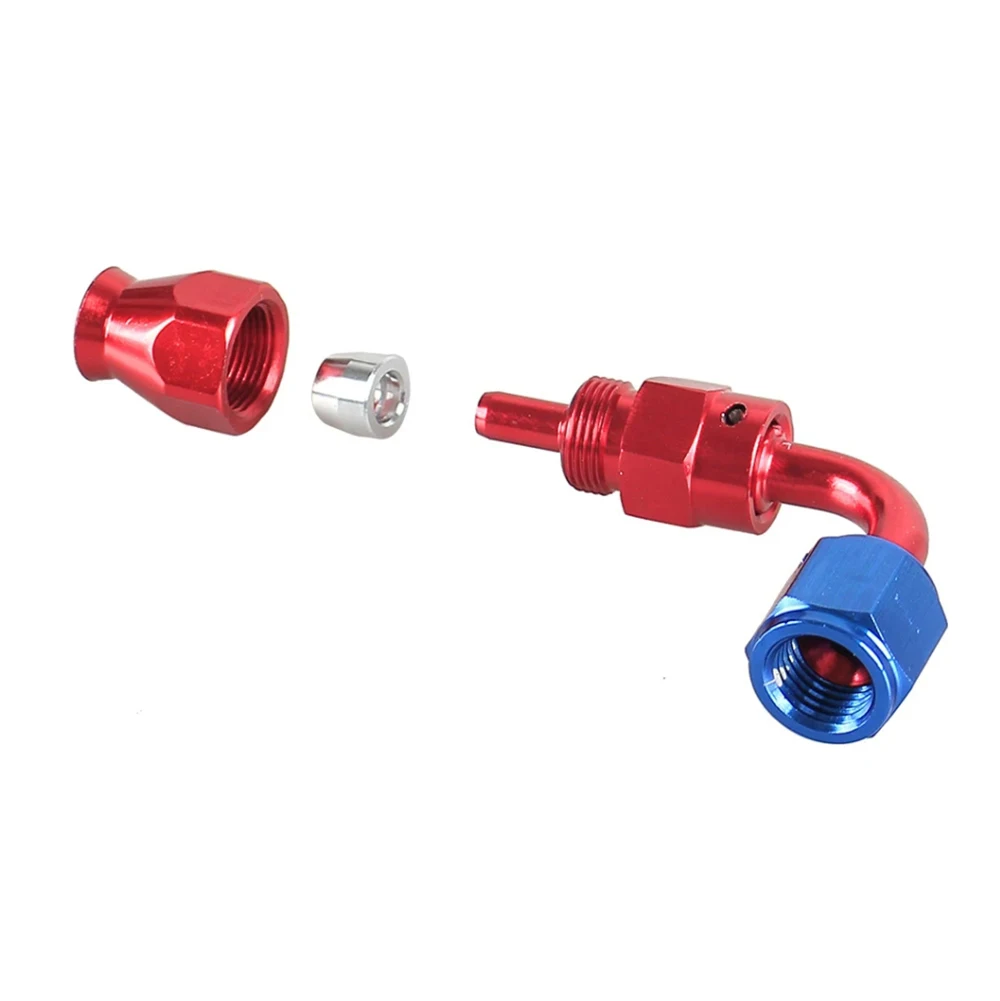 AN4 AN6 AN8 AN10 AN12 Straight 0 45 90 180 Degree Reusable Car Hose End Fittings Adapter For Swivel PTFE Oil Fuel Line Blue Red