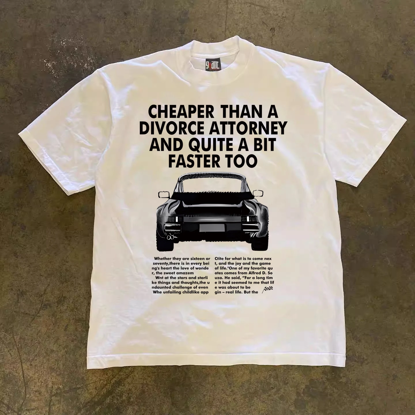 

American street retro car print men's and women's casual short-sleeved crew neck T-shirt