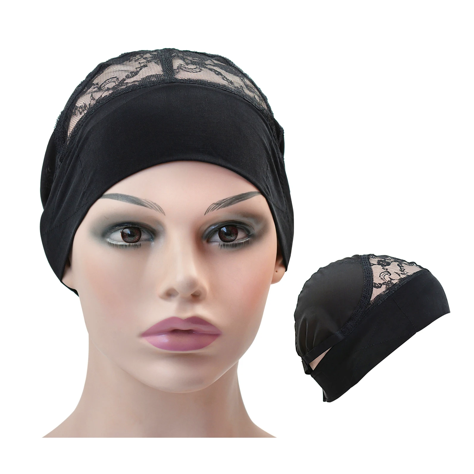 1 Pc Headband Lace Wig Cap Black Wig Grip Cap Mesh Wig Caps with Adjustable Elastic Band for Wigs Making ﻿