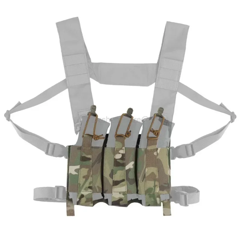 Triple Elastic Magazine Pouch Front Flap AR AK 556 762 223 MAG Bag FCPC Tactical Vest New Plate Carrier Chest Rig Placard Panel