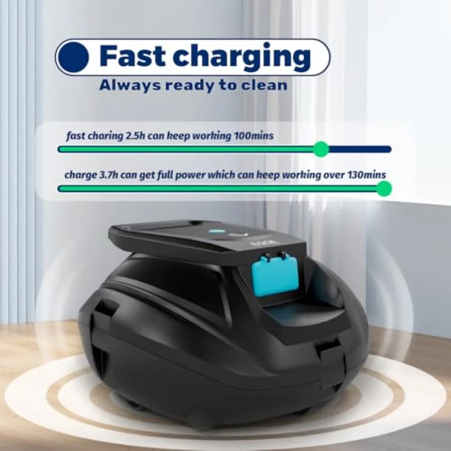 SP1 Pro Robotic Pool Cleaner مكنسة كهربائية لاسلكية لحمام السباحة مع وقت تشغيل 120 دقيقة وشحن سريع 2.5 ساعة مثالية لحمامات السباحة حتى 860 قدم مربع