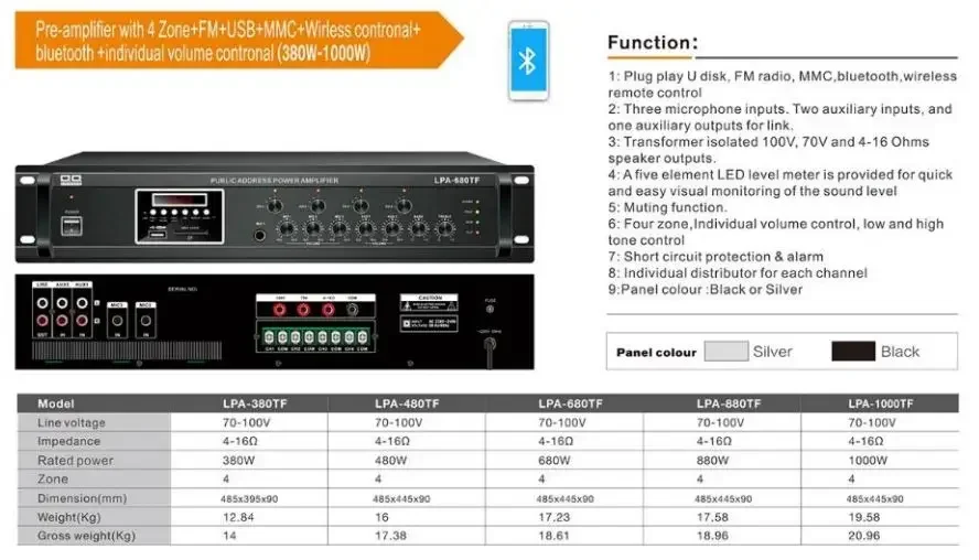 2025 LPA-680TF QQCHINAPA الشركة المصنعة للصوت المهنية 680 واط FM مضخم الأسنان الزرقاء