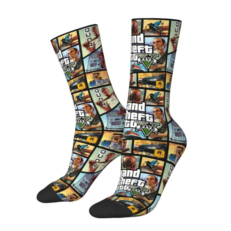 Adventure Game Grand Theft Auto Men Women Crew Socks Unisex Fun GTA Spring Summer Autumn Winter Dress Socks