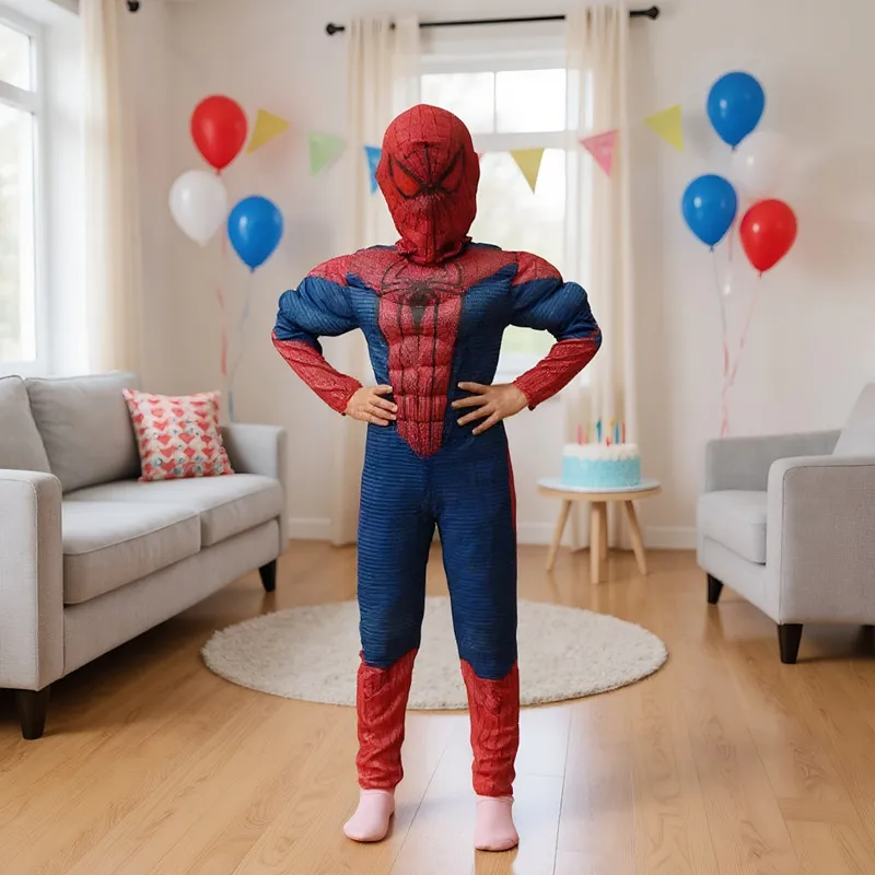 Disfraz Transpirable de Hombre Araña para Niños, Traje de Malla con Máscara para Halloween, Cosplay, Fiestas y Actuaciones