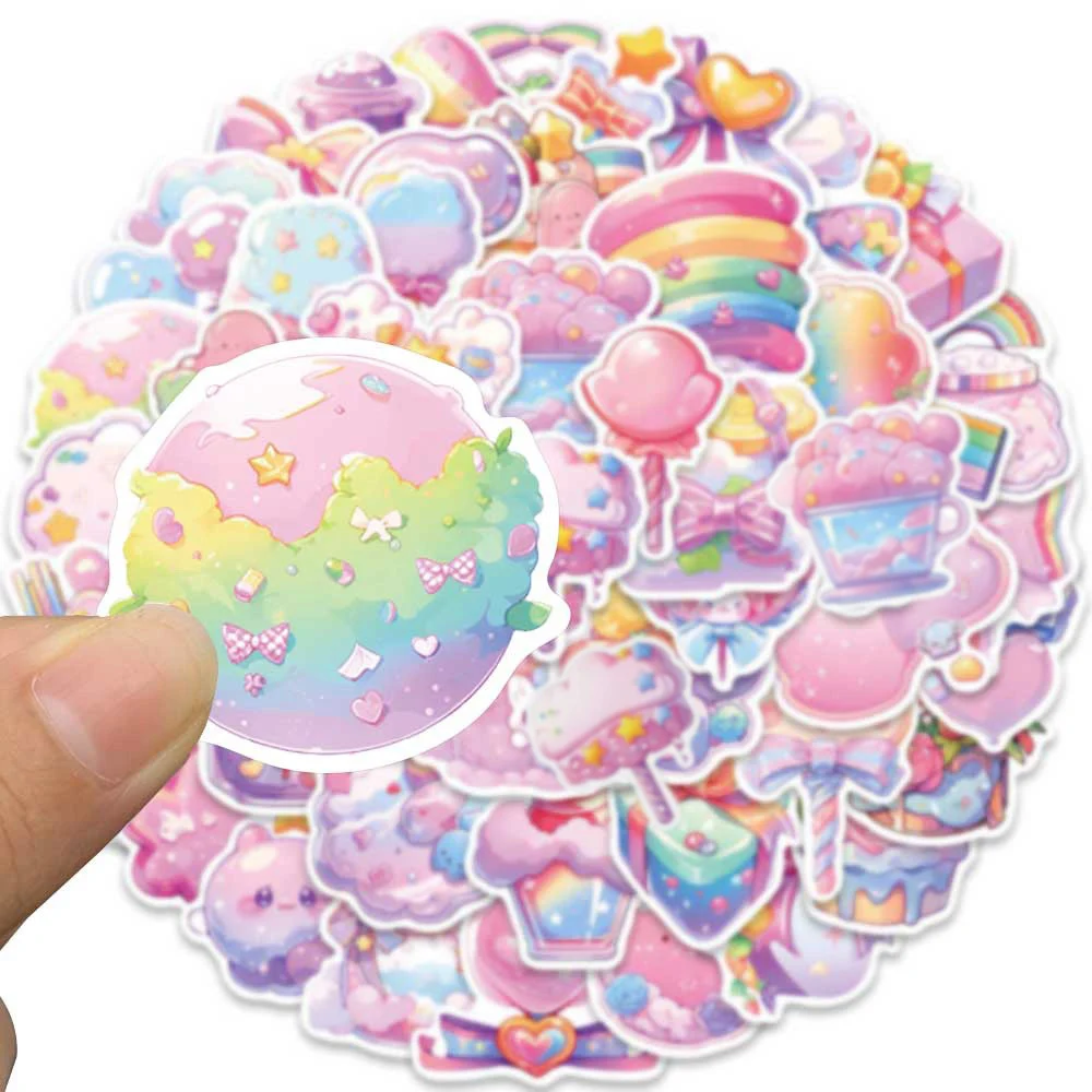 10/50Pcs Cute Pink Candy Cartoon Varied Stickers Pack for Kids Travel Luggage Scrapbooking Laptop Car Decoration Graffiti Decals