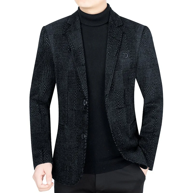 New Winter Men Fleece Blazers Jackets Formal Wear Suits Coats Business Casual Blazers Quality Man Thicker Warm Suits Jackets 4XL