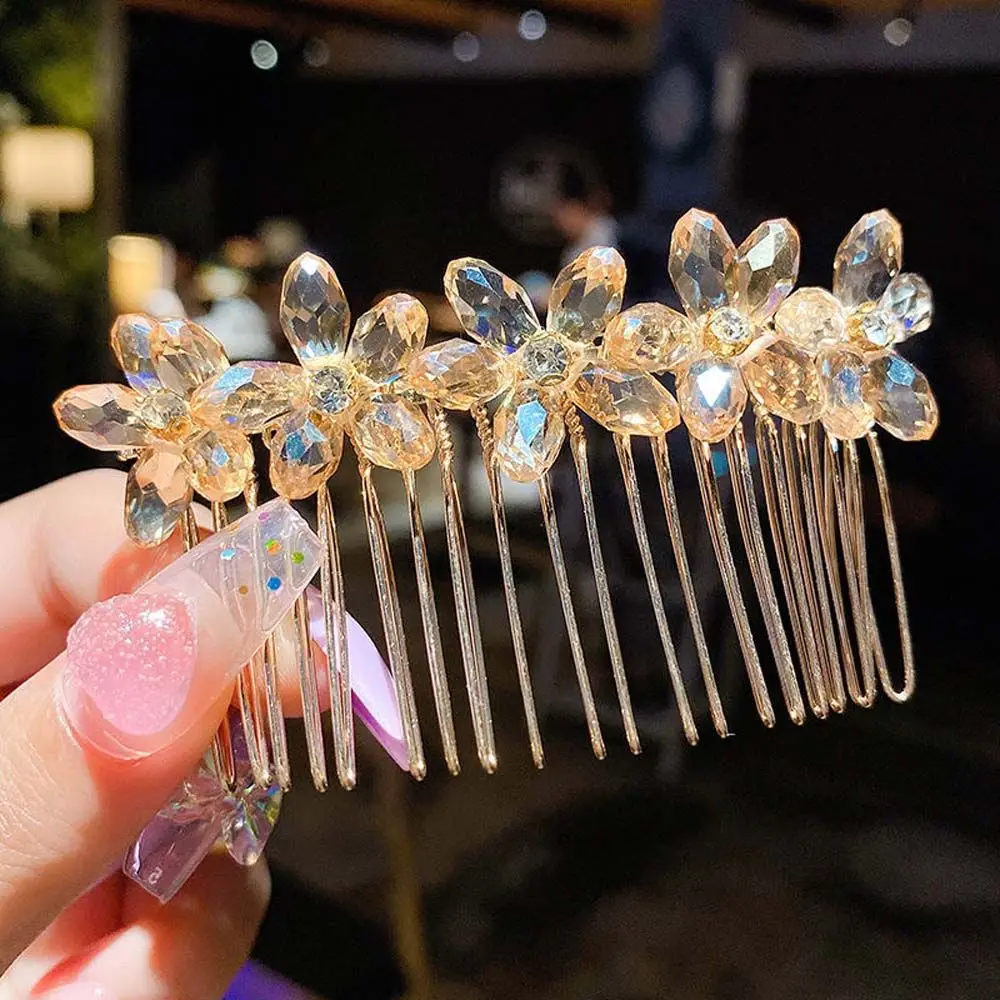 

Trendy Hair Accessories Arylic Korean Style Imitation Pearl Hair Claw Crystal Hair Clip Kids Hair Comb Children Flower Hairpin