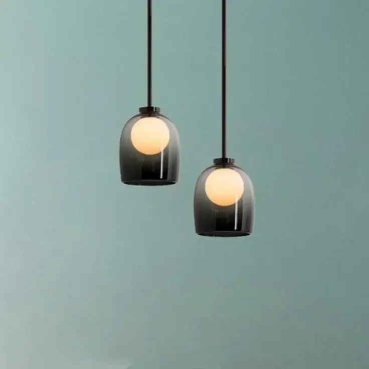 Northern Post Modern Creative Halfdark/Transparent Glass Small Pendant for Art restaurant Sofa Side Porch Designer Moonlite