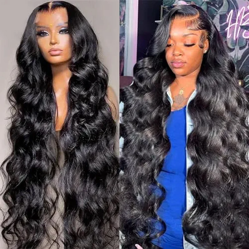 13x4 Body Wave koronkowa peruka z ludzkich włosów 40 cali HD koronkowa peruka 13x6 ludzkie włosy 200% gęstość peruki z ludzkich włosów dla czarnych kobiet