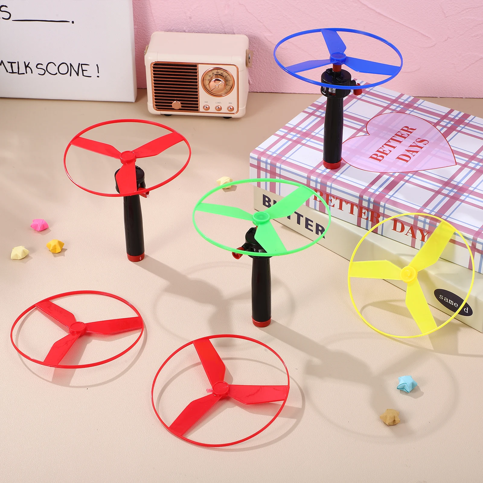 Pack De 10 Helicópteros Voladores Con Lanzador De Cuerda – Juguetes Al Aire Libre Para Niños De 3 A 8 Años