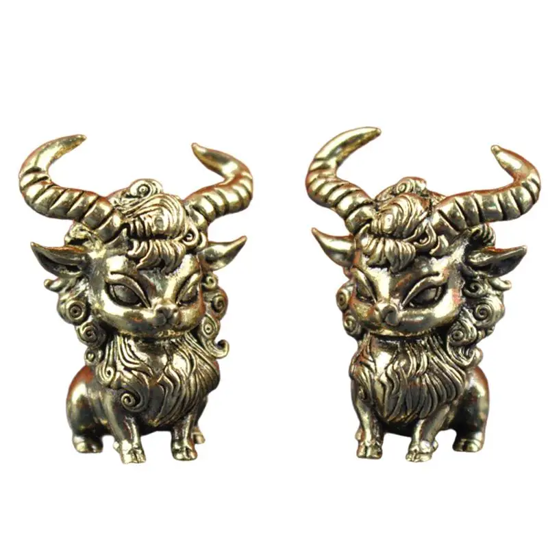 Mini Brass Chinese Qilin Figurines With Exquisite Carved Details Perfect For Home Office Desktop Decoration Collection Gift