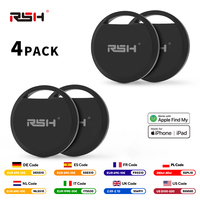 RSH 4-PCS Anti-lose GPS Tag for Apple Airtag Replacement via Find My App Bluetooth GPS Tracker For Luggage IOS MFi Key Finder
